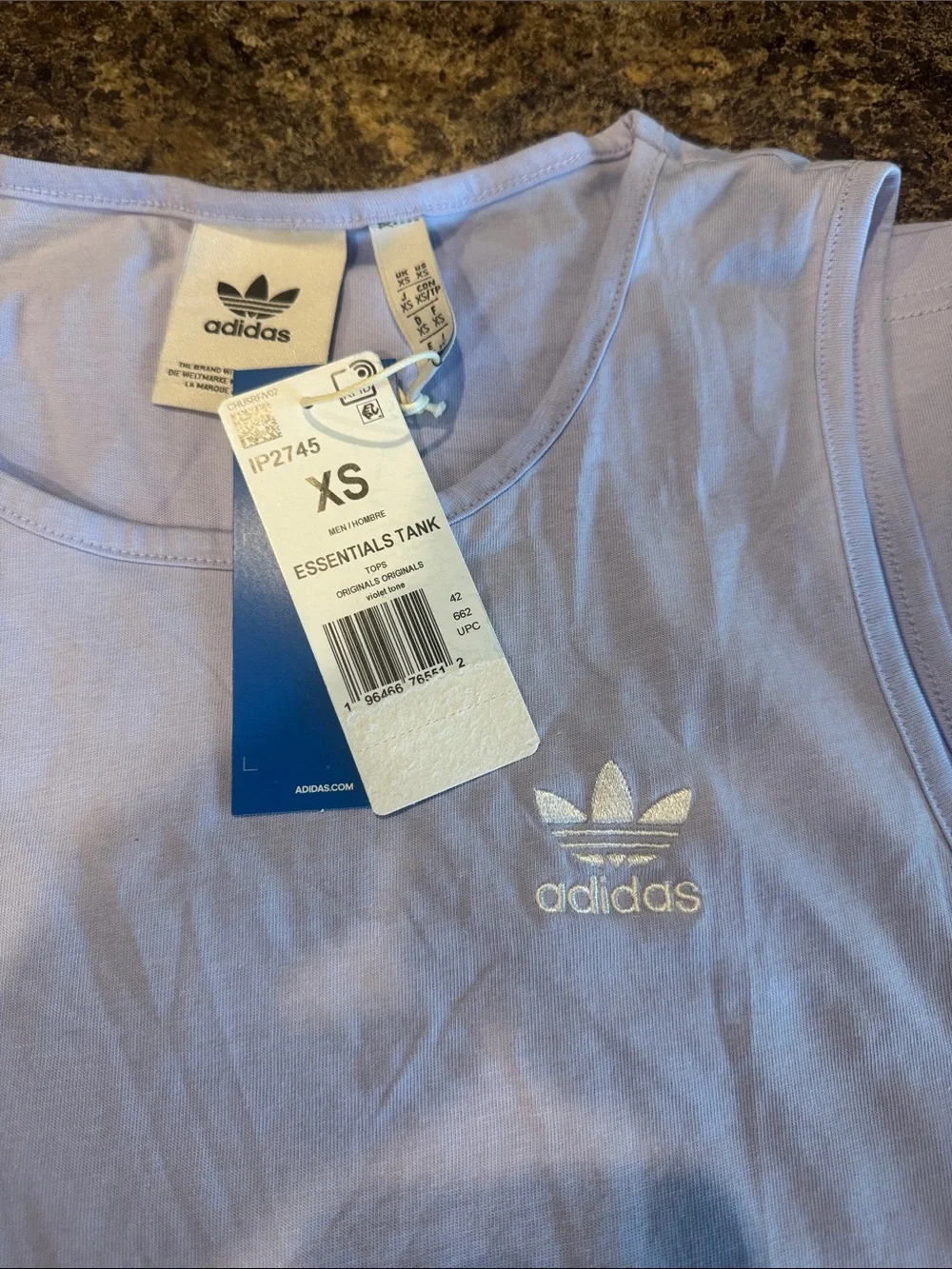 adidas Light Lavender Men’s Tank Top with Trefoil Logo
